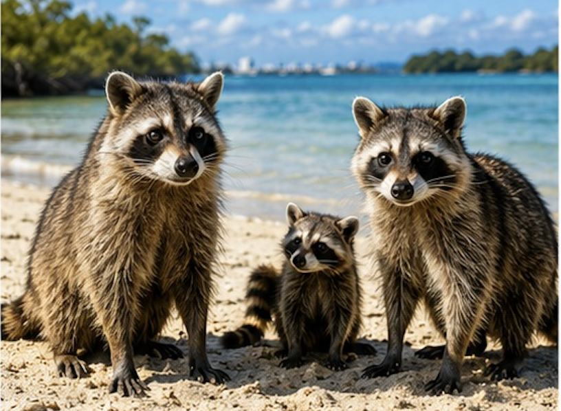 Raccoon Island adventure with tropical wildlife and lush greenery on Biscayne Bay